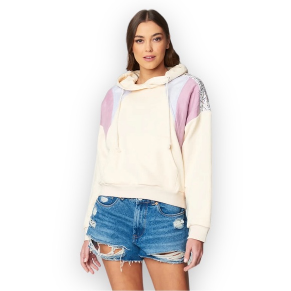 Blank NYC Tops - Blank NYC Patchwork Hoodie Pullover 2X NWT